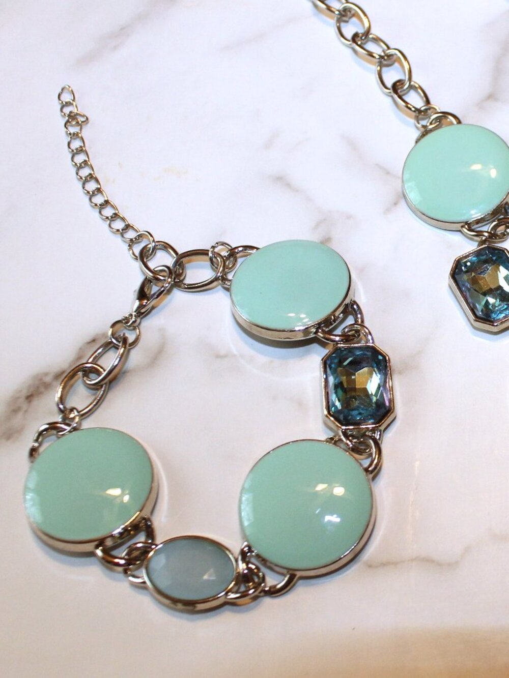 Paparazzi "Dreaming in MULTICOLOR" Mint Green Statement Necklace & Bracelet Set - Picture 5 of 7